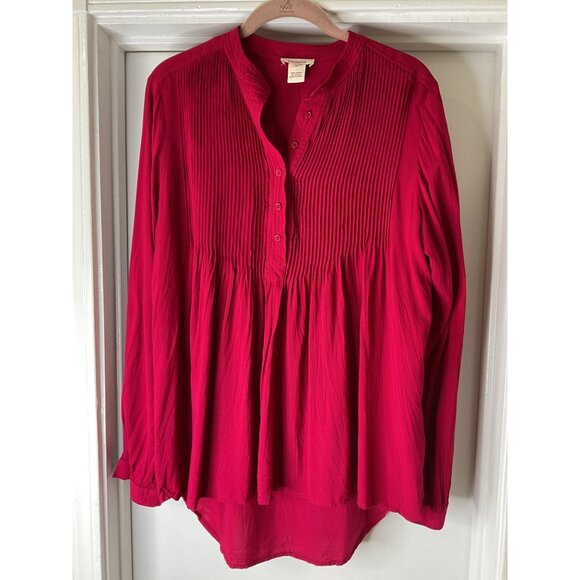 Sundance Mystic Falls Pleated Pintuck Popover Tunic Fuchsia Size S - Picture 1 of 7